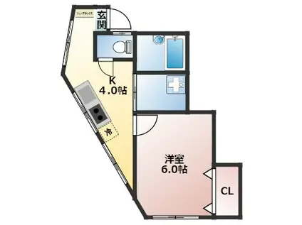 第一ヤナシマビル(1K/3階)の間取り写真