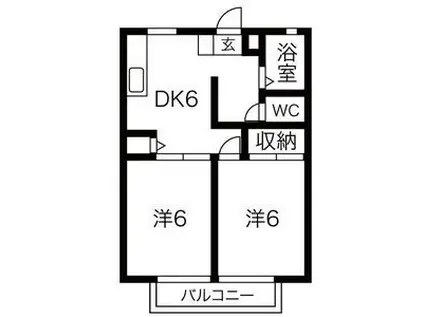 パナタウン杉ノ本C(2DK/1階)の間取り写真