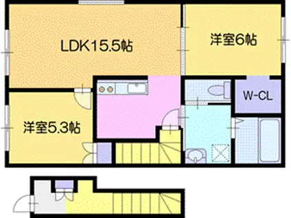 ATEENA OASA A(2LDK/2階)の間取り写真