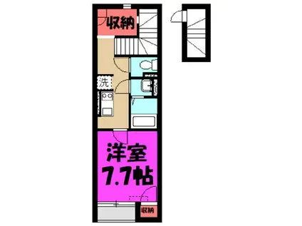 ソレイユV(1K/2階)の間取り写真