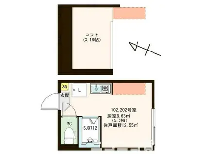 MIHOテラス妙蓮寺(ワンルーム/2階)の間取り写真