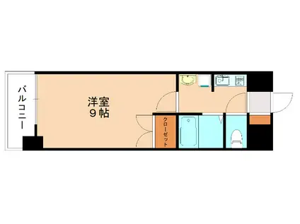 アリエス城野(1K/4階)の間取り写真