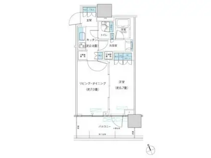 パークシティ柏の葉キャンパス ザ・ゲートタワー ウエスト(1DK/9階)の間取り写真