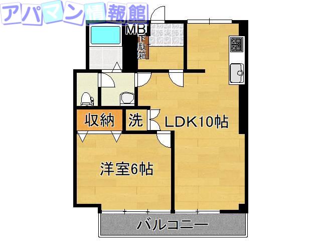網川原県庁前マンション(1LDK/6階)の間取り写真