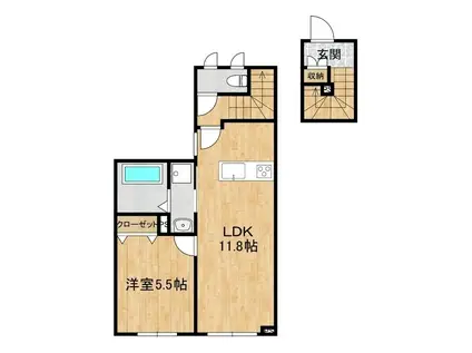 グリシーヌ(1LDK/2階)の間取り写真