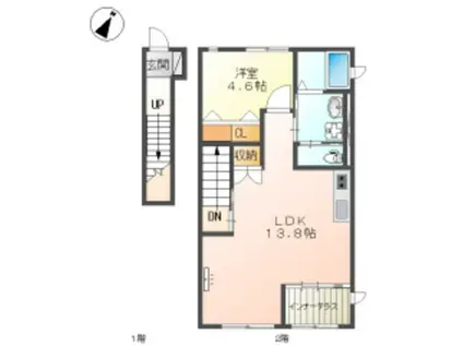 F・ガーデンIII 201(1LDK/2階)の間取り写真