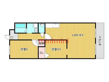 メゾン紫明園(2LDK/3階)の間取り写真