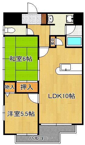 ケイジュカン I(2LDK/6階)の間取り写真