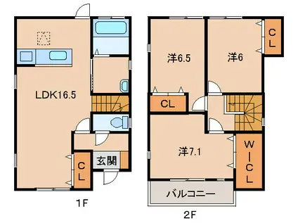 南海加太線 東松江駅(和歌山) 徒歩4分 2階建 築13年(3LDK/1階)の間取り写真