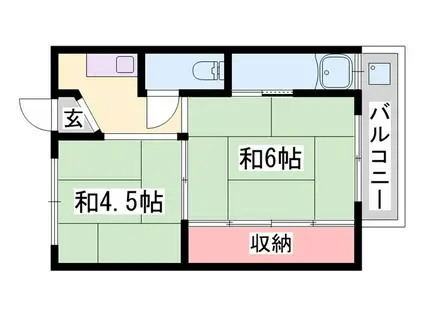 ビレッジハウス中富(1DK/1階)の間取り写真