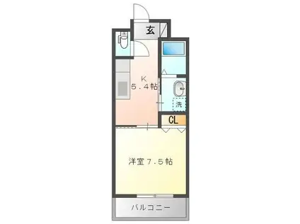 リビエールノガミII(1K/5階)の間取り写真