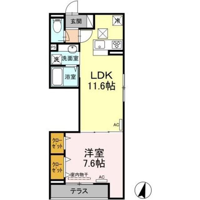 エクセリア上鷺宮II(1LDK/1階)の間取り写真