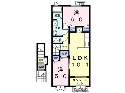 ジュピター(2LDK/2階)の間取り写真