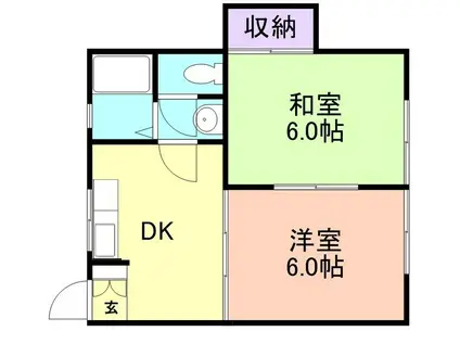 マイホーム北島(2DK/1階)の間取り写真