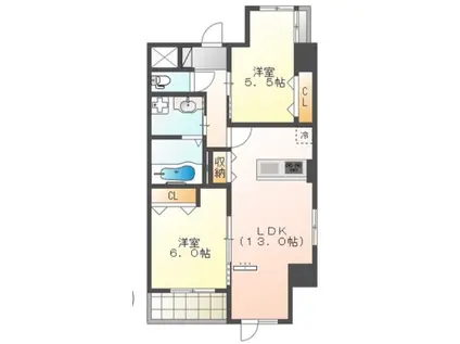 アーバンパレス(2LDK/5階)の間取り写真