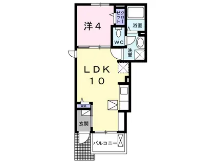 バヴァーヌI(1LDK/1階)の間取り写真