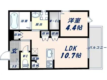 小若江ミッドスクエア(1LDK/3階)の間取り写真