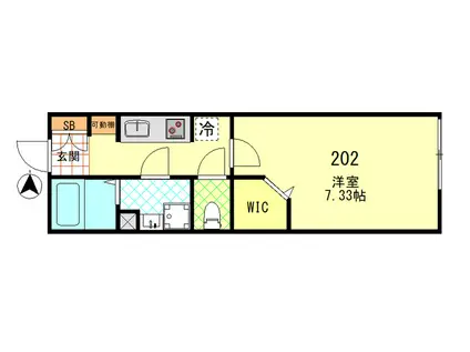 シーエフジオーレ殿町(1K/2階)の間取り写真