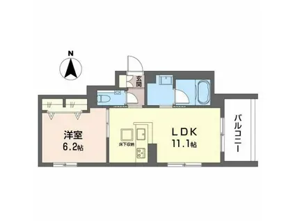 AVENIR旭ヶ丘(1LDK/1階)の間取り写真