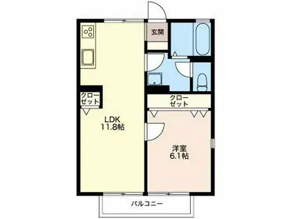 レジデンス青樹B B(1LDK/1階)の間取り写真