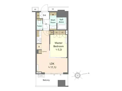 ワールドタワーレジデンス(1LDK/20階)の間取り写真