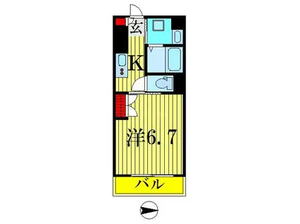ウィルテラス西大島(1K/8階)の間取り写真