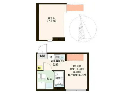 ハーモニーテラス東金町VI(ワンルーム/1階)の間取り写真