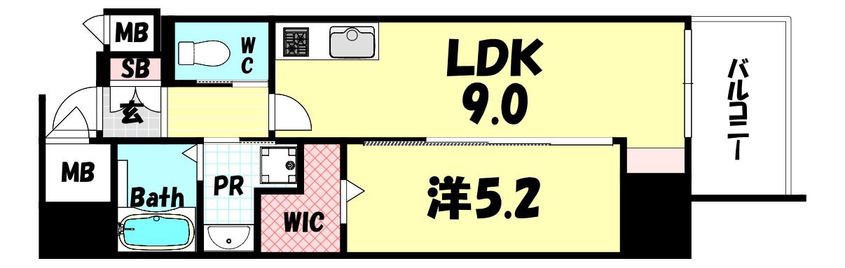 ファーストフィオーレ神戸ハーバーランド(1LDK/2階)の間取り写真