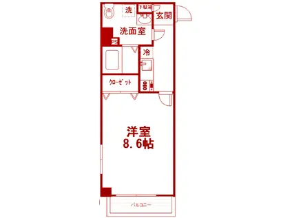 グランレジーナセンター南(1K/6階)の間取り写真