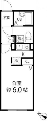 BRANCHE目黒(ワンルーム/3階)の間取り写真