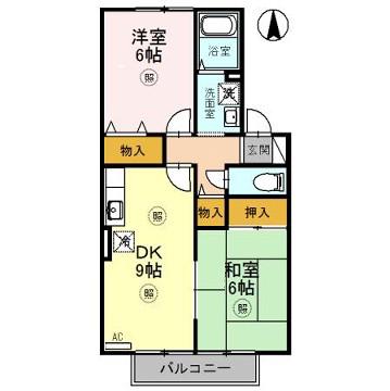 コモド エール(2DK/2階)の間取り写真