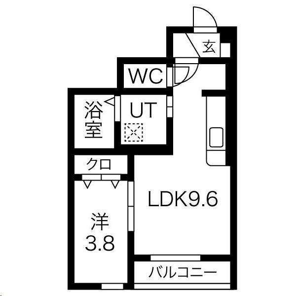 クリスタル(1LDK/1階)の間取り写真