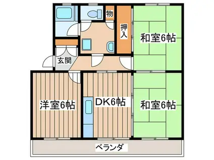 ハイツ中山(3DK/4階)の間取り写真