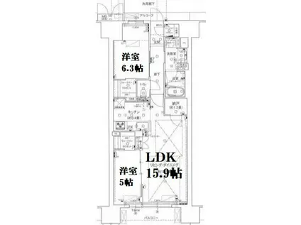 ローレルコート姫路大手前通(2LDK/8階)の間取り写真