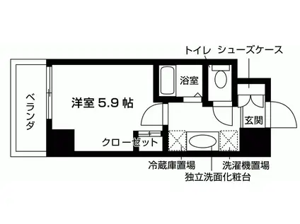 ウエリスアイビー門戸厄神(ワンルーム/1階)の間取り写真