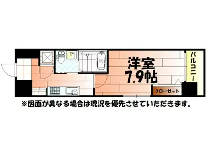 NO.65クロッシングタワー(1K/8階)の間取り写真