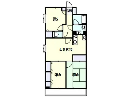 椛ハビテ-ション(3DK/3階)の間取り写真