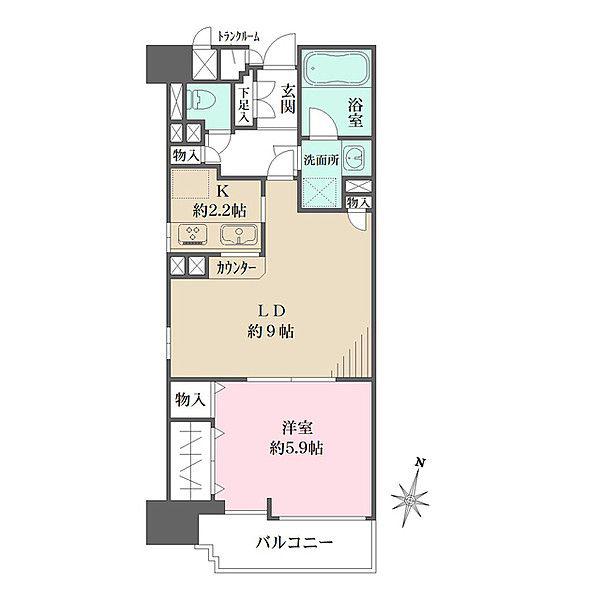 ユニーブル田町(1LDK/6階)の間取り写真