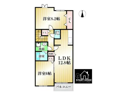 クラールプレディエD(2LDK/2階)の間取り写真