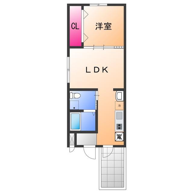 エルメゾン堺ISHIZU(1LDK/1階)の間取り写真