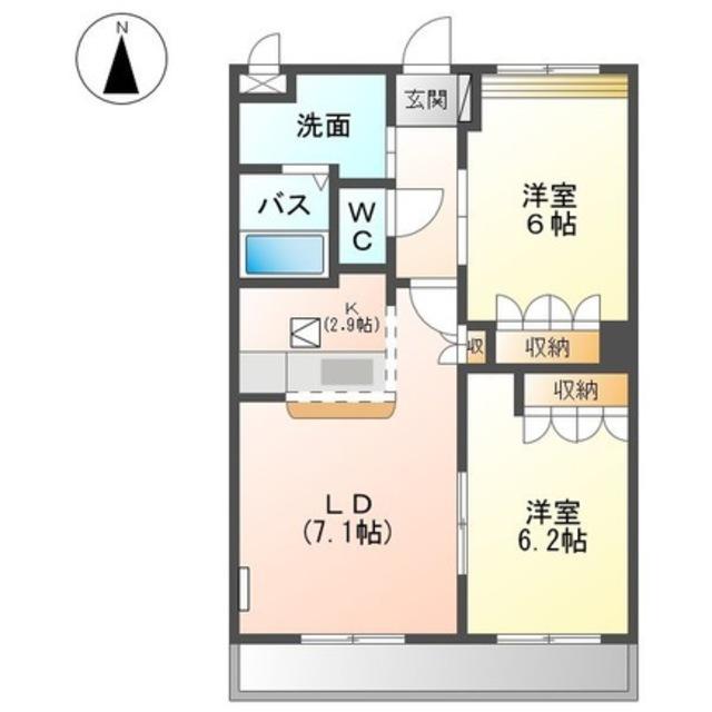 プランドールM&N(2LDK/2階)の間取り写真