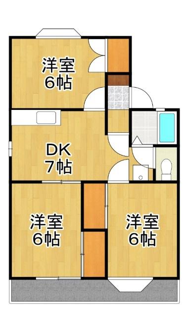 ファミーユ竹原D(3DK/1階)の間取り写真