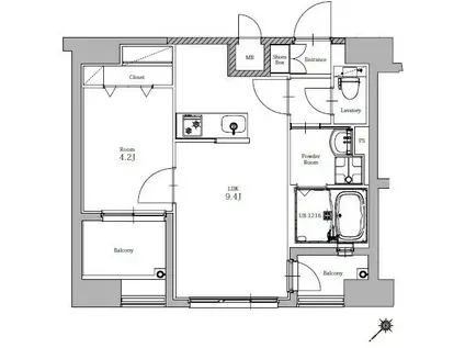 エンクレスト博多駅南CELES(1LDK/7階)の間取り写真