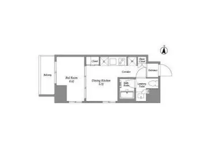 ウエリスアーバン住吉イースト(1DK/1階)の間取り写真