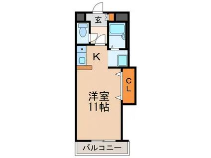 クリスタルタウン中央(ワンルーム/3階)の間取り写真