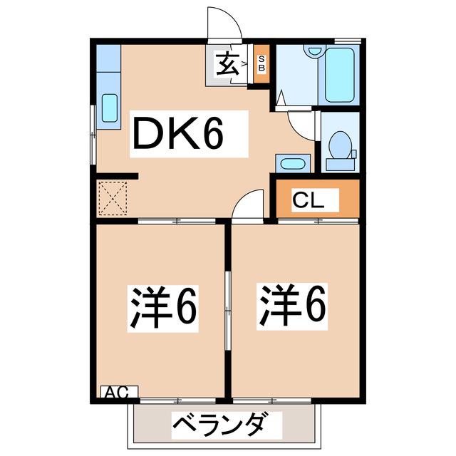 カーサフェリス(2DK/2階)の間取り写真
