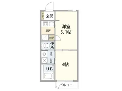 トゥールブランシュ(1DK/1階)の間取り写真