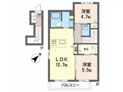 シャーメゾンにしむら(2LDK/2階)の間取り写真