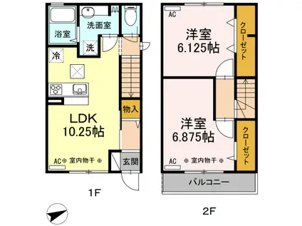シャルムセジュール武蔵野(1LDK/1階)の間取り写真