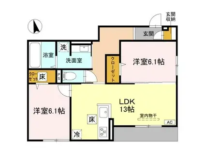 FIELD COURT(2LDK/1階)の間取り写真